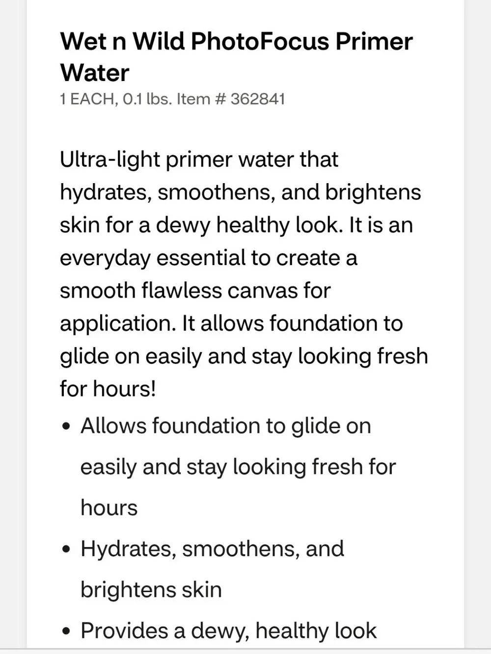 Wet-n-Wild Photofocus Rose 3-in-1 Primer Water